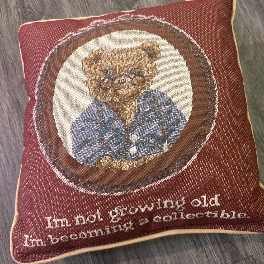 Small Bear Pillow With Cute Quote Cottagecore Country Bear